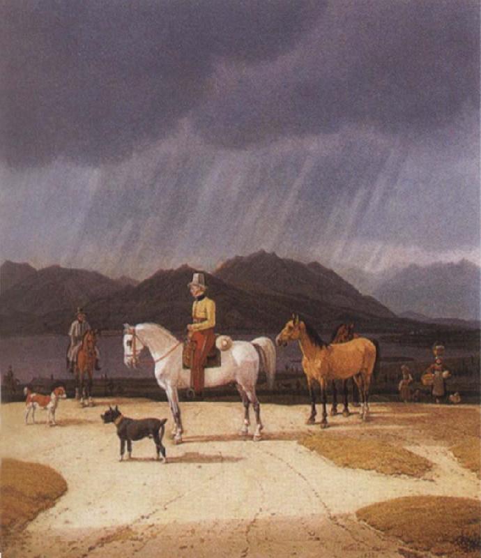 Wilhelm von Kobell Riders at the Tegernsee Sweden oil painting art